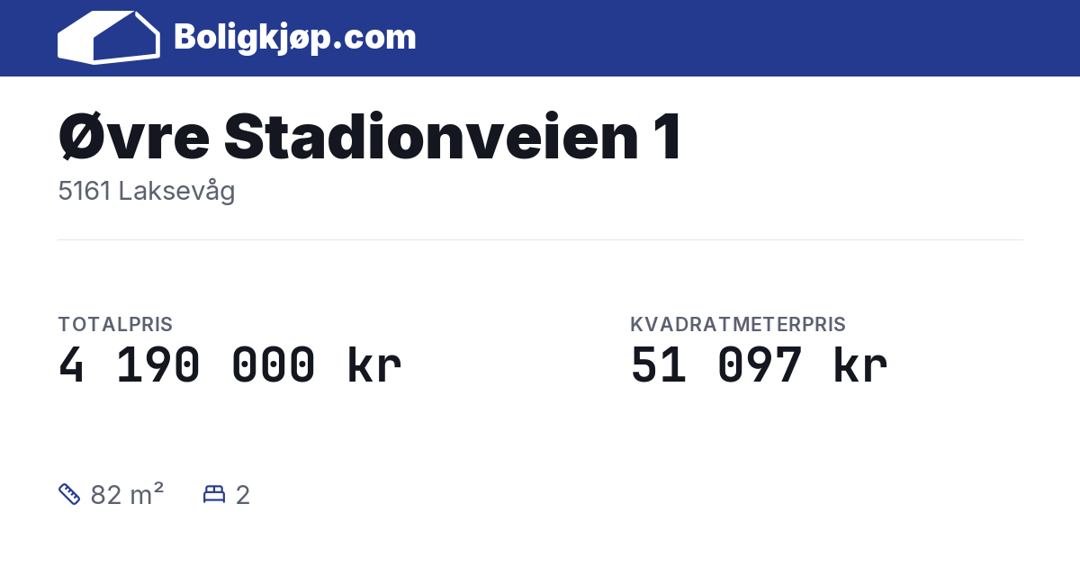 Øvre Stadionveien 1, 5161 Laksevåg - totalpris og kvadratmeterpris fra Boligkjøp.com