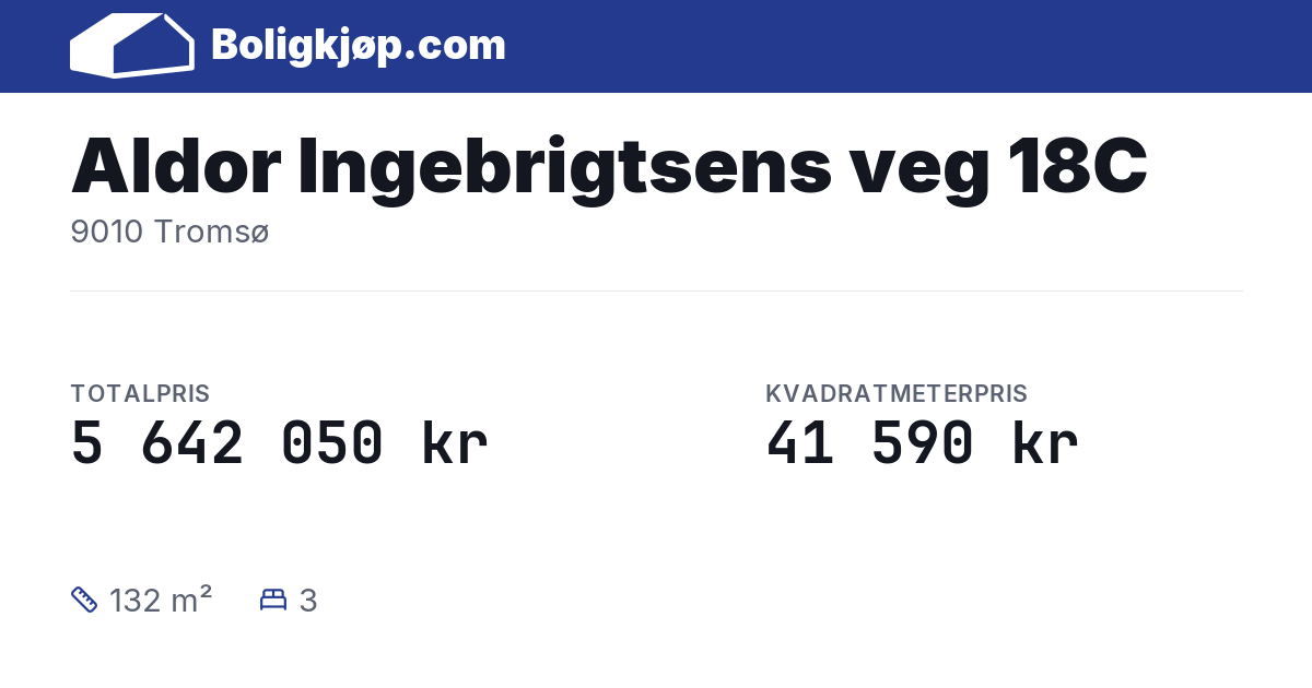 Aldor Ingebrigtsens veg 18C, 9010 Tromsø - totalpris og kvadratmeterpris fra Boligkjøp.com