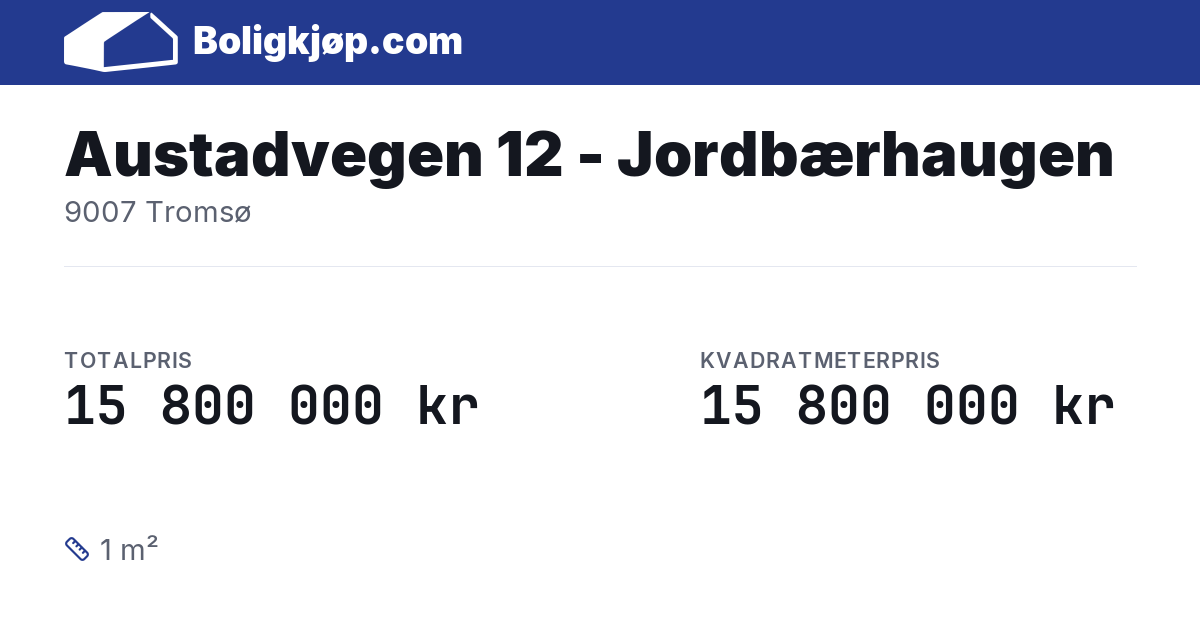 Austadvegen 12 - Jordbærhaugen, 9007 Tromsø - totalpris og kvadratmeterpris fra Boligkjøp.com
