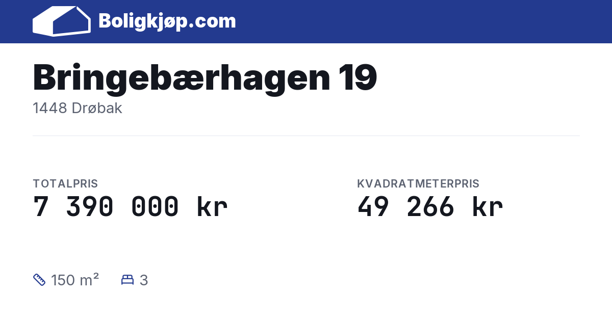 Bringebærhagen 19, 1448 Drøbak - totalpris og kvadratmeterpris fra Boligkjøp.com