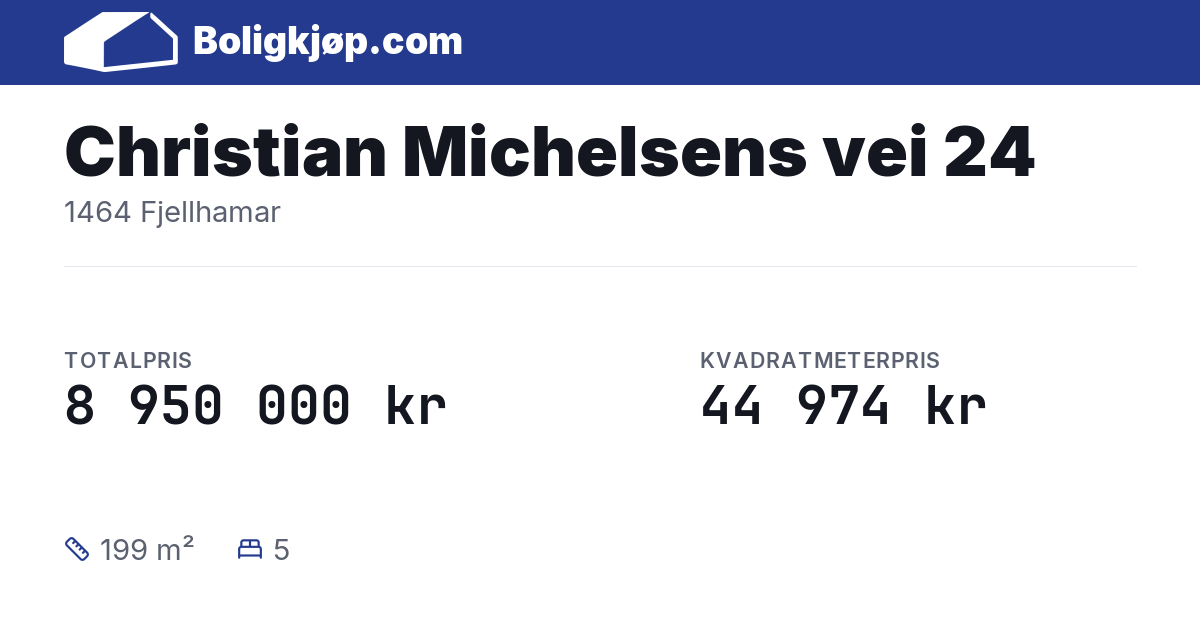 Christian Michelsens vei 24, 1464 Fjellhamar - totalpris og kvadratmeterpris fra Boligkjøp.com