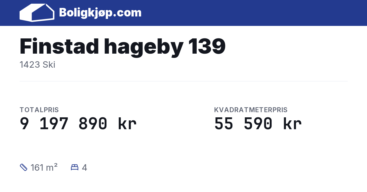Finstad hageby 139, 1423 Ski - totalpris og kvadratmeterpris fra Boligkjøp.com
