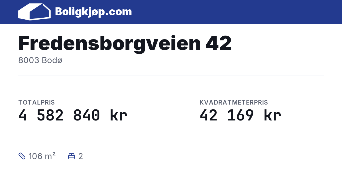 Fredensborgveien 42, 8003 Bodø - totalpris og kvadratmeterpris fra Boligkjøp.com