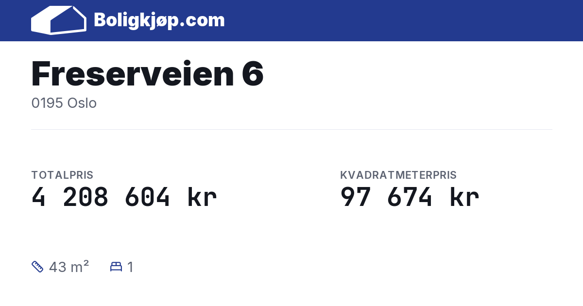 Freserveien 6, 0195 Oslo - totalpris og kvadratmeterpris fra Boligkjøp.com