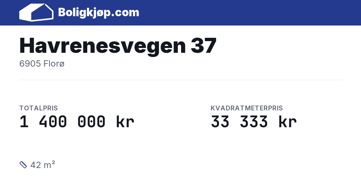 Havrenesvegen 37, 6905 Florø - totalpris og kvadratmeterpris fra Boligkjøp.com