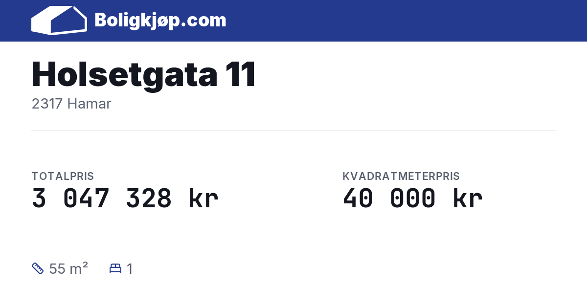 Holsetgata 11, 2317 Hamar - totalpris og kvadratmeterpris fra Boligkjøp.com