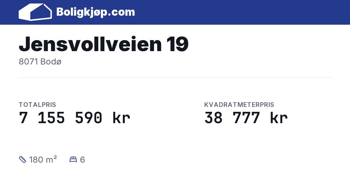 Jensvollveien 19, 8071 Bodø - totalpris og kvadratmeterpris fra Boligkjøp.com