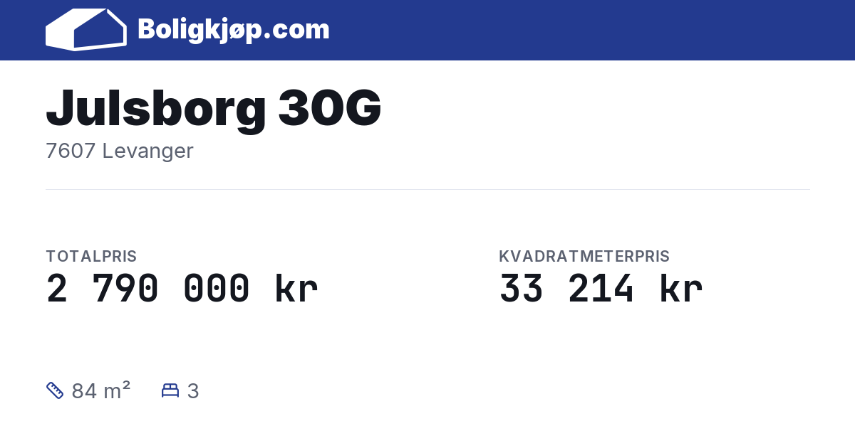 Julsborg 30G, 7607 Levanger - totalpris og kvadratmeterpris fra Boligkjøp.com