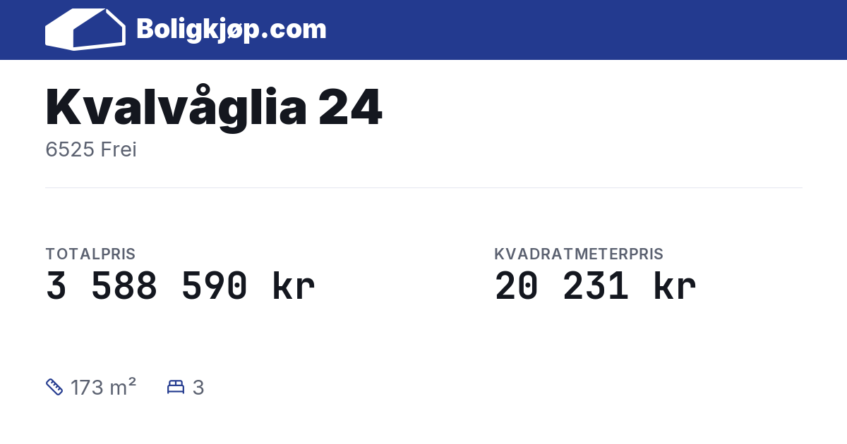 Kvalvåglia 24, 6525 Frei - totalpris og kvadratmeterpris fra Boligkjøp.com