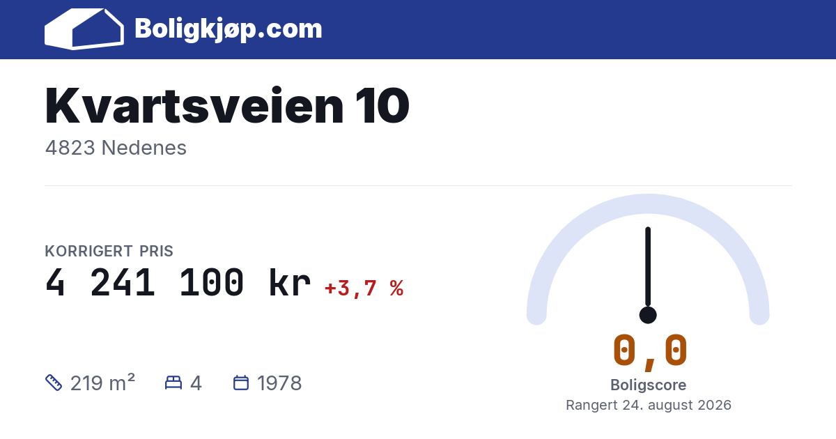 Kvartsveien 10, 4823 Nedenes - boligscore og totalpris fra Boligkjøp.com