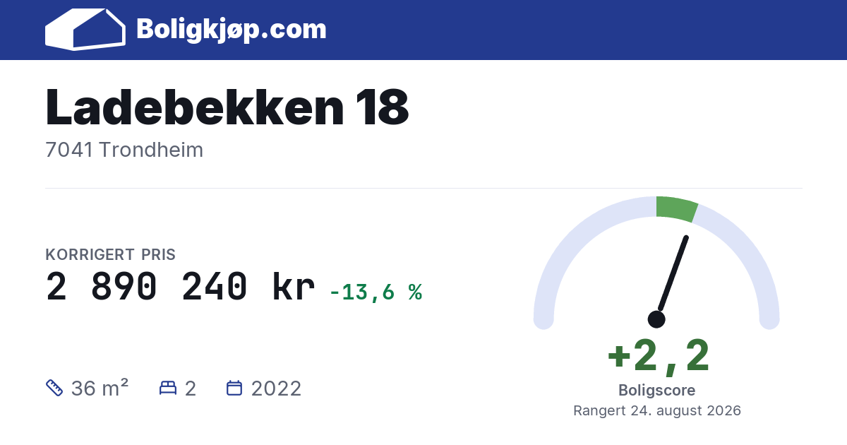 Ladebekken 18, 7041 Trondheim - boligscore og totalpris fra Boligkjøp.com