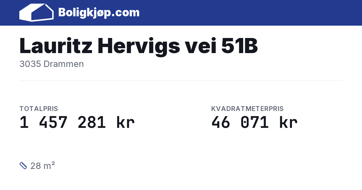 Lauritz Hervigs vei 51B, 3035 Drammen - totalpris og kvadratmeterpris fra Boligkjøp.com
