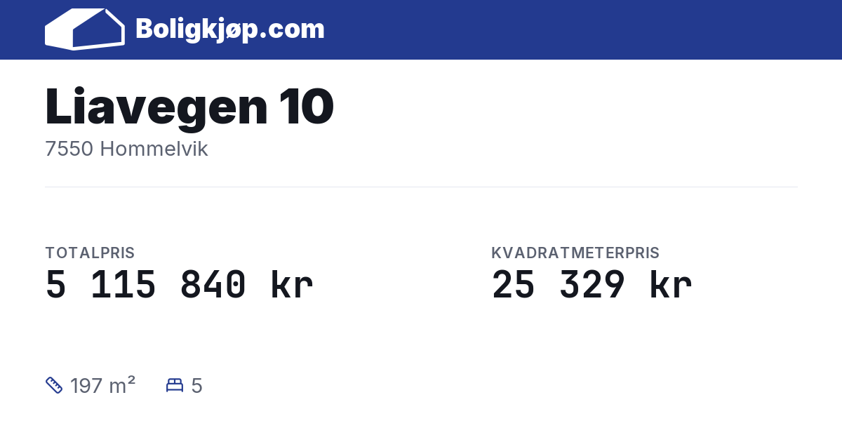Liavegen 10, 7550 Hommelvik - totalpris og kvadratmeterpris fra Boligkjøp.com