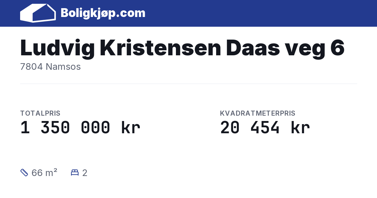 Ludvig Kristensen Daas veg 6, 7804 Namsos - totalpris og kvadratmeterpris fra Boligkjøp.com