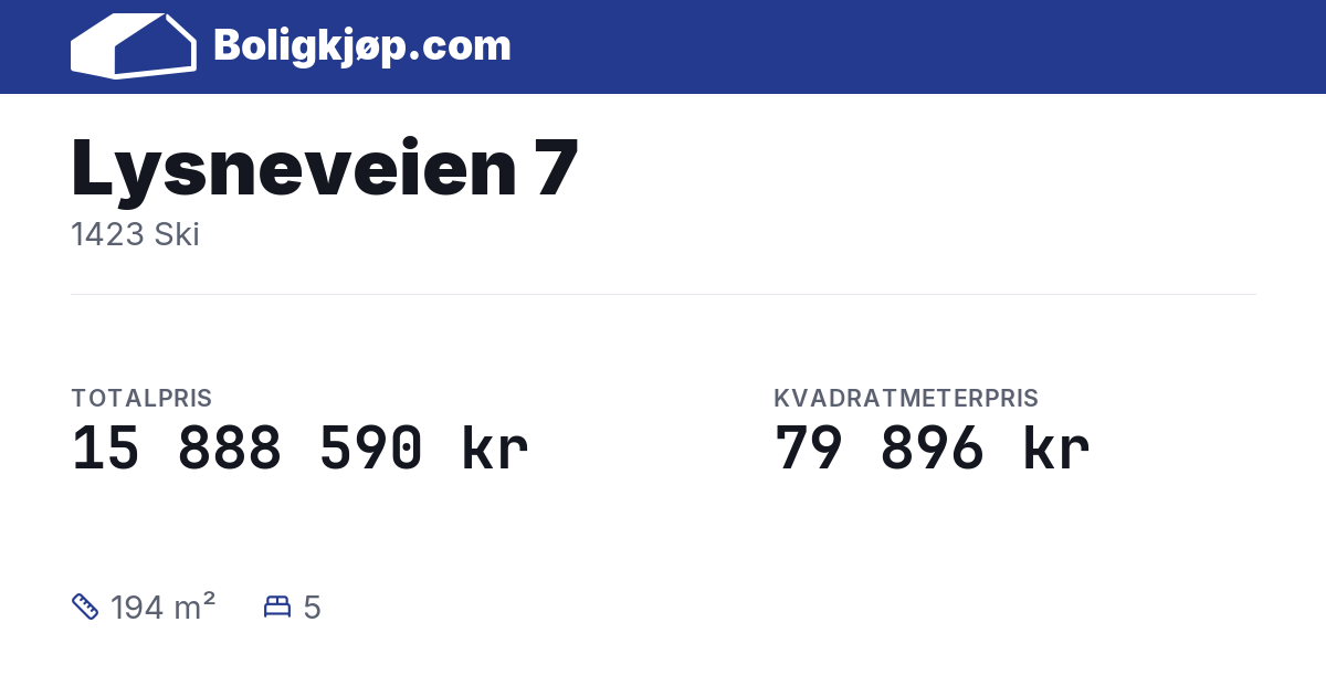 Lysneveien 7, 1423 Ski - totalpris og kvadratmeterpris fra Boligkjøp.com