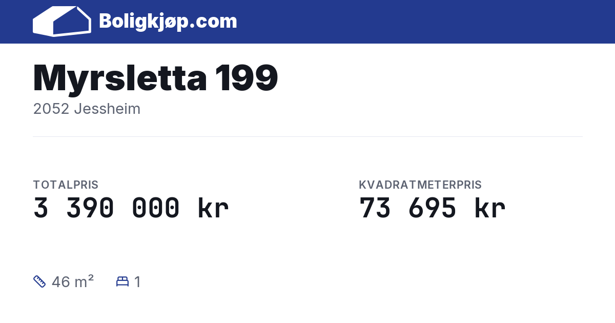Myrsletta 199, 2052 Jessheim - totalpris og kvadratmeterpris fra Boligkjøp.com