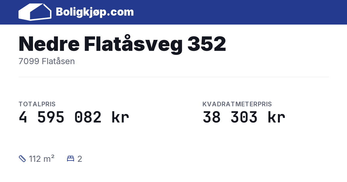 Nedre Flatåsveg 352, 7099 Flatåsen - totalpris og kvadratmeterpris fra Boligkjøp.com
