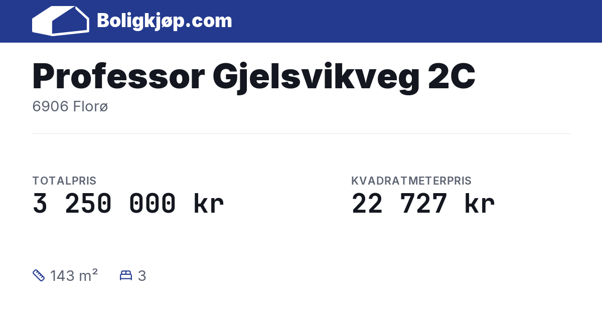 Professor Gjelsvikveg 2C, 6906 Florø - totalpris og kvadratmeterpris fra Boligkjøp.com