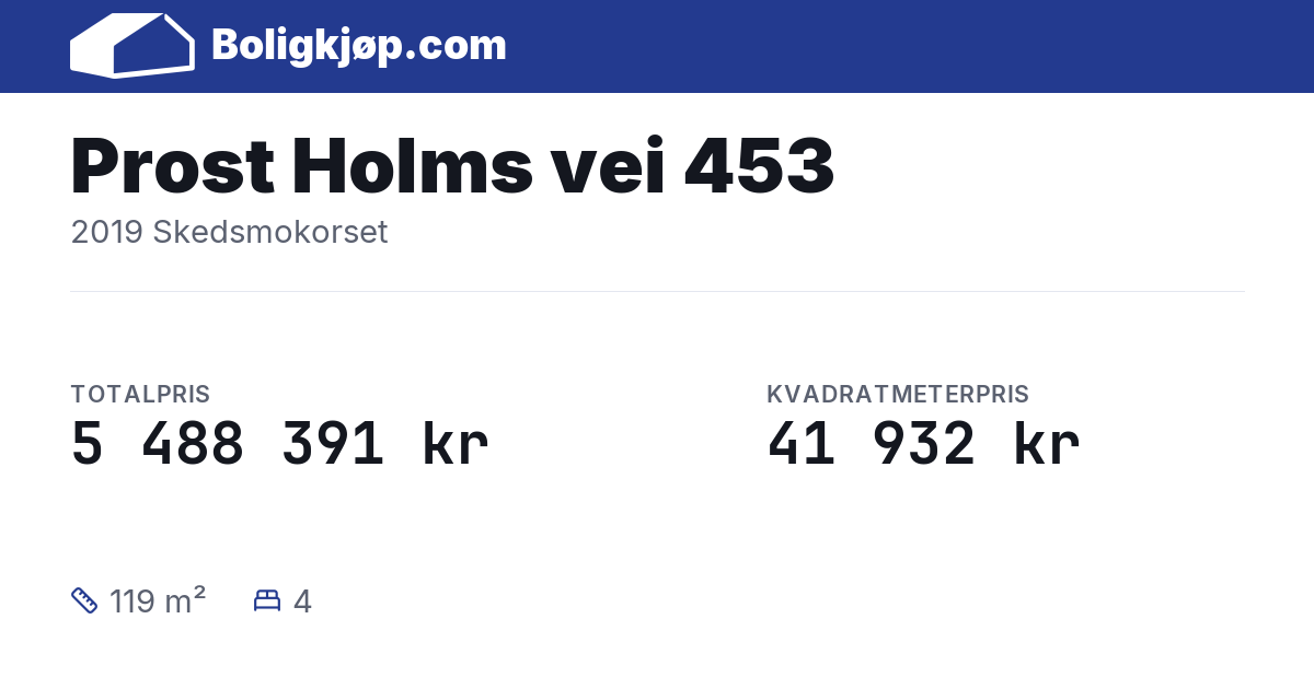 Prost Holms vei 453, 2019 Skedsmokorset - totalpris og kvadratmeterpris fra Boligkjøp.com