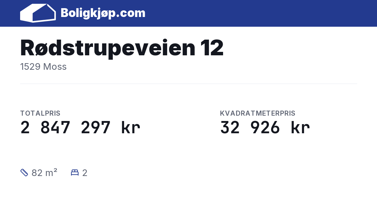 Rødstrupeveien 12, 1529 Moss - totalpris og kvadratmeterpris fra Boligkjøp.com