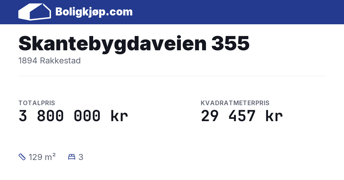 Skantebygdaveien 355, 1894 Rakkestad - totalpris og kvadratmeterpris fra Boligkjøp.com