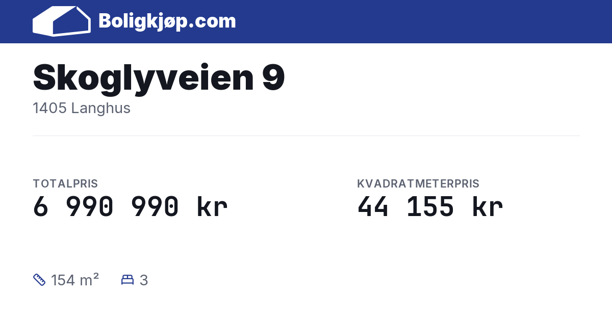 Skoglyveien 9, 1405 Langhus - totalpris og kvadratmeterpris fra Boligkjøp.com