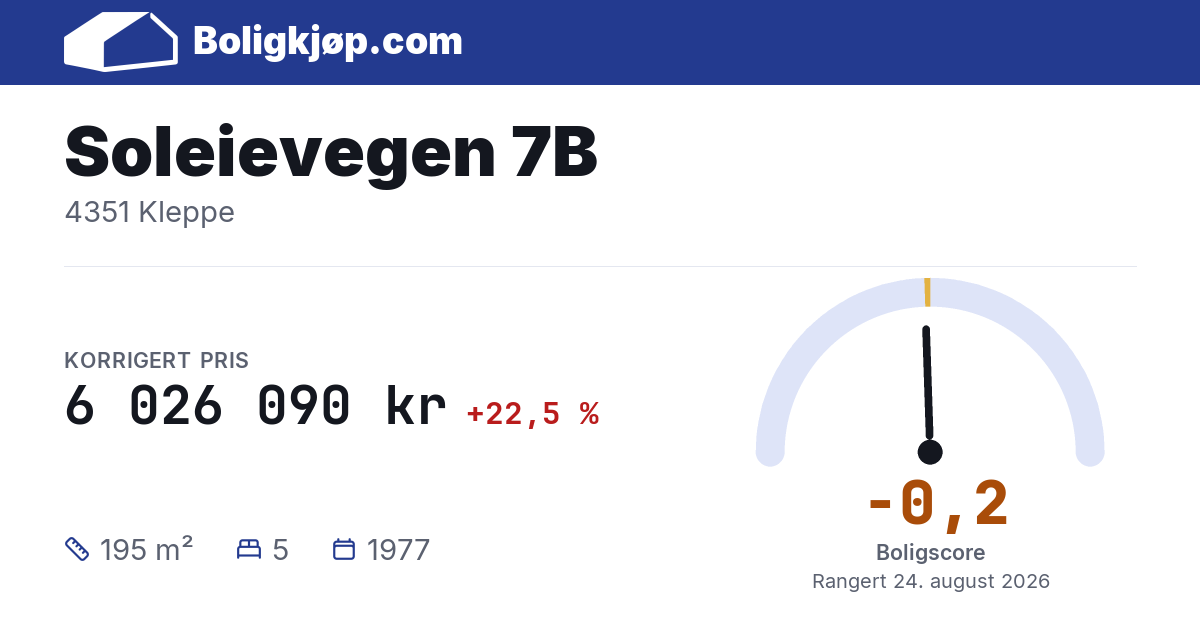 Soleievegen 7B, 4351 Kleppe - boligscore og totalpris fra Boligkjøp.com