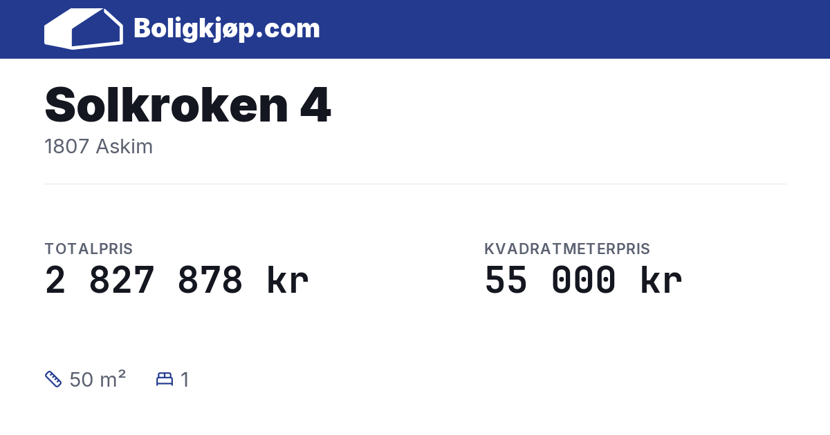 Solkroken 4, 1807 Askim - totalpris og kvadratmeterpris fra Boligkjøp.com