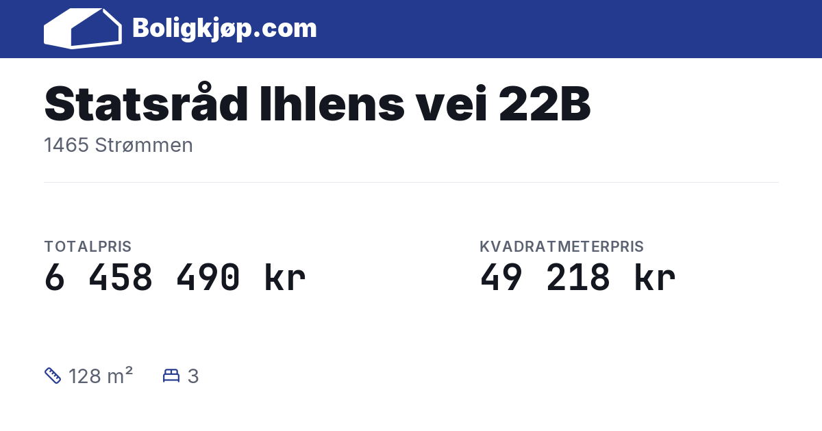 Statsråd Ihlens vei 22B, 1465 Strømmen - totalpris og kvadratmeterpris fra Boligkjøp.com