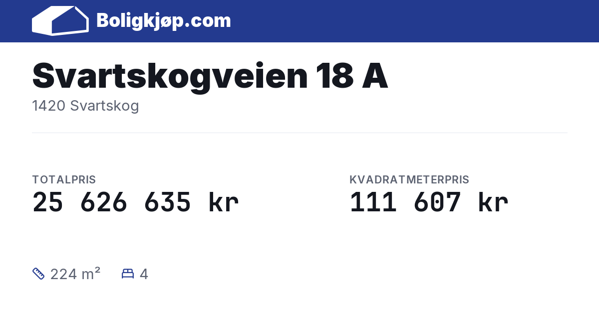 Svartskogveien 18 A, 1420 Svartskog - totalpris og kvadratmeterpris fra Boligkjøp.com