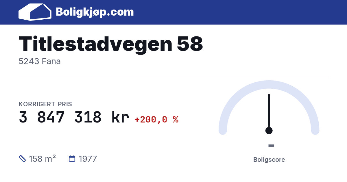Titlestadvegen 58, 5243 Fana - boligscore og totalpris fra Boligkjøp.com