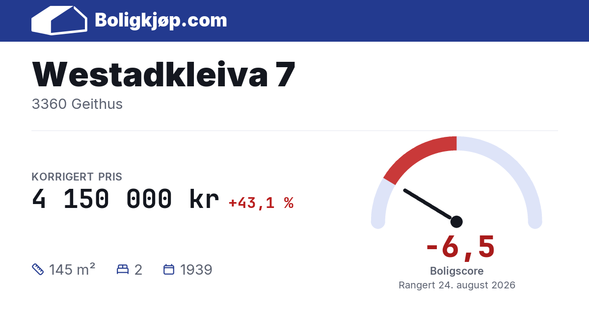 Westadkleiva 7, 3360 Geithus - boligscore og totalpris fra Boligkjøp.com